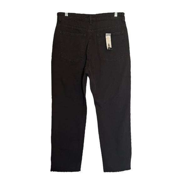 Amuse Society Skyline Jeans 30 NWT Black High Rise Straight Leg Zip Frayed Hem - Picture 3 of 10